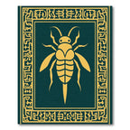 Golden Insect Teal Ornate Border Rug