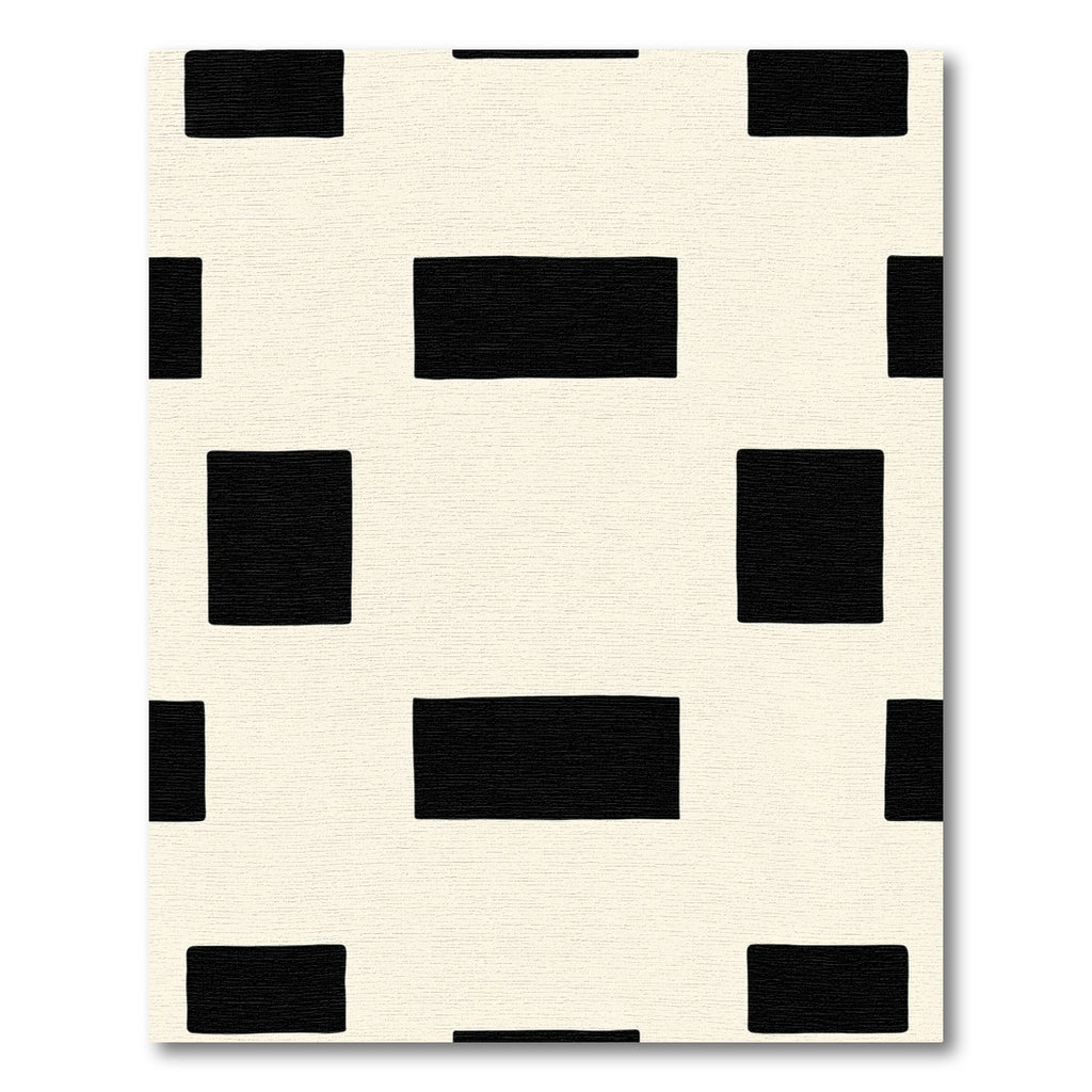 Black White Grid Rectangles Rug