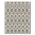 Neutral Gray Black Damask Floral Rug