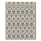 Neutral Gray Black Damask Floral Rug