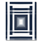Navy White Geometric Concentric Squares Rug