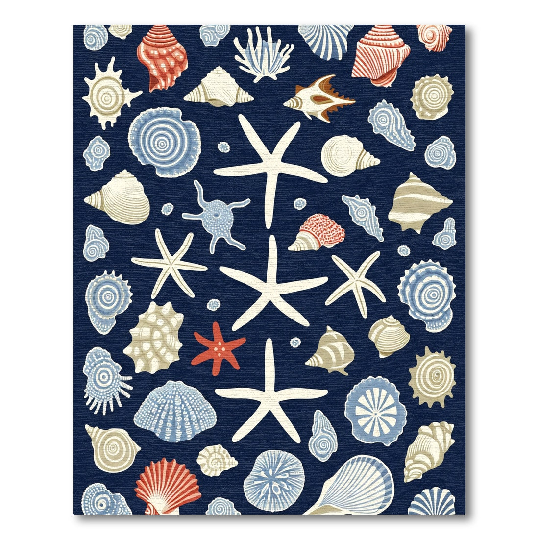 Coastal Seashell Starfish Collection Rug