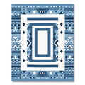 Geometric Blue and White Layered Rug