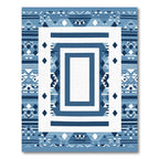 Geometric Blue and White Layered Rug