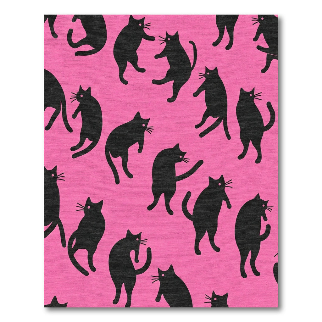 Black Cats Pink Background Repeat Rug