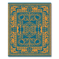 Teal Orange Ornamental Scroll Medallion Rug