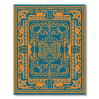 Teal Orange Ornamental Scroll Medallion Rug
