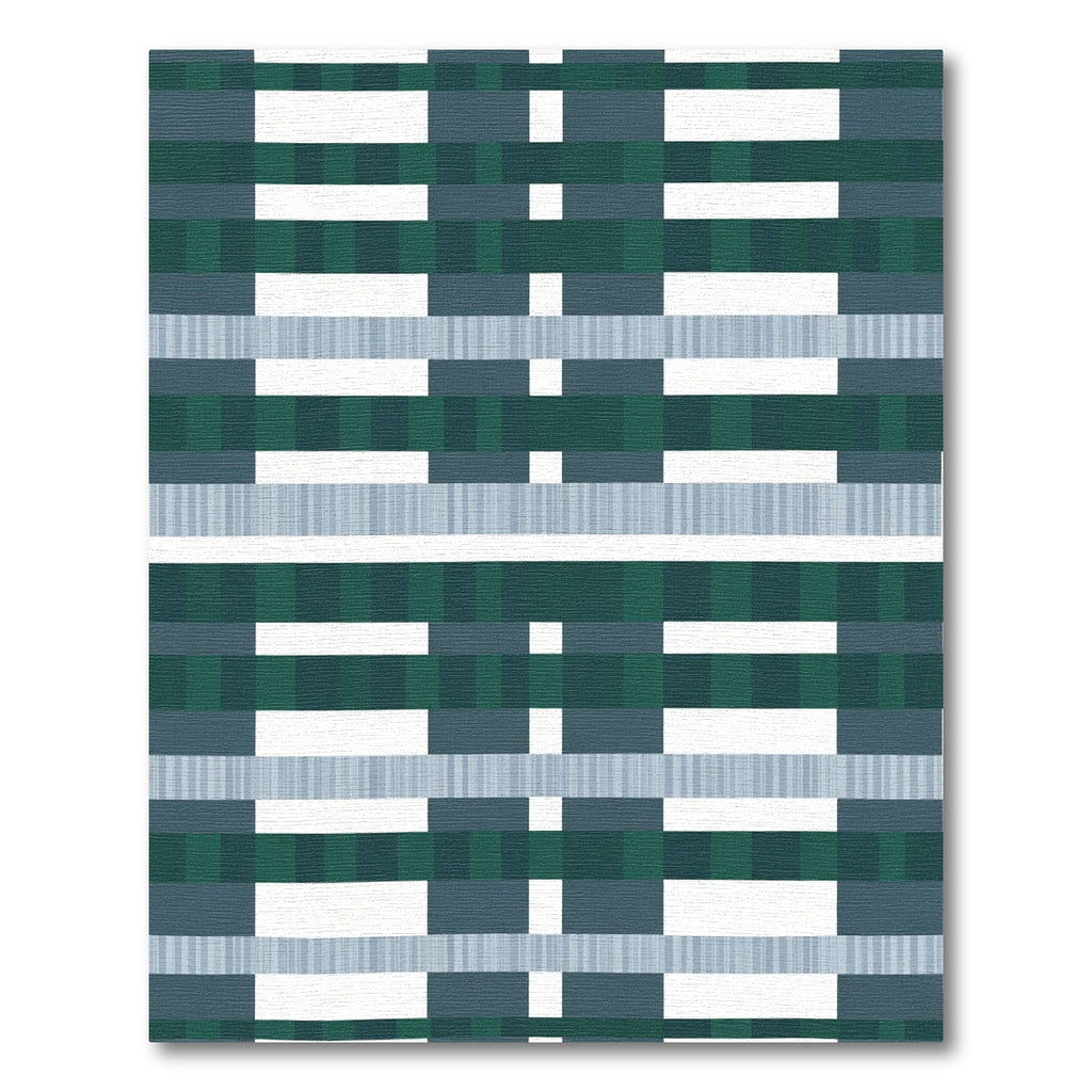 Emerald Teal Stripe Block Rug
