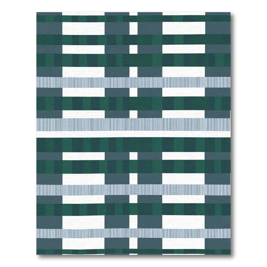 Emerald Teal Stripe Block Rug