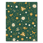 Whimsical Golden Animals Floral Meadow Rug