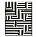 Black Cream Interlocking Geometric Lines Rug