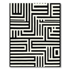 Black Cream Interlocking Geometric Lines Rug
