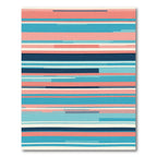 Coral Navy Blue Abstract Stripe Rug