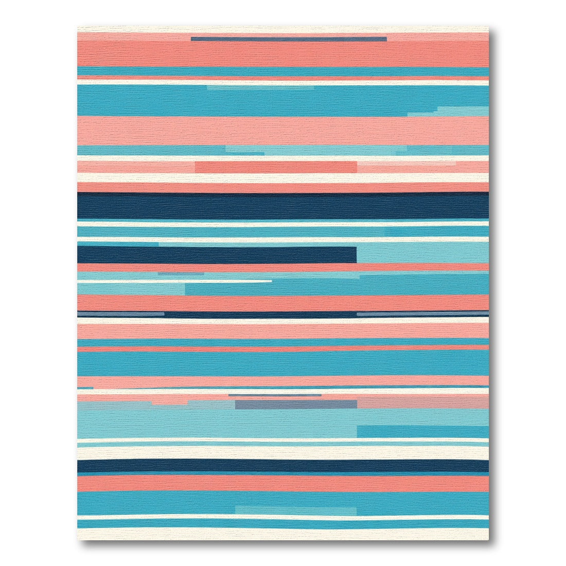 Coral Navy Blue Abstract Stripe Rug