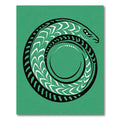 Green Serpent Swirl Tribal Art Rug