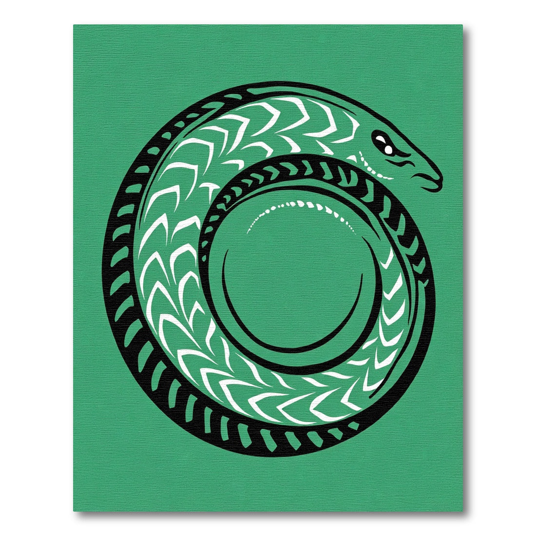 Green Serpent Swirl Tribal Art Rug