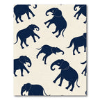 Navy Blue Elephant Silhouette Repeat Rug