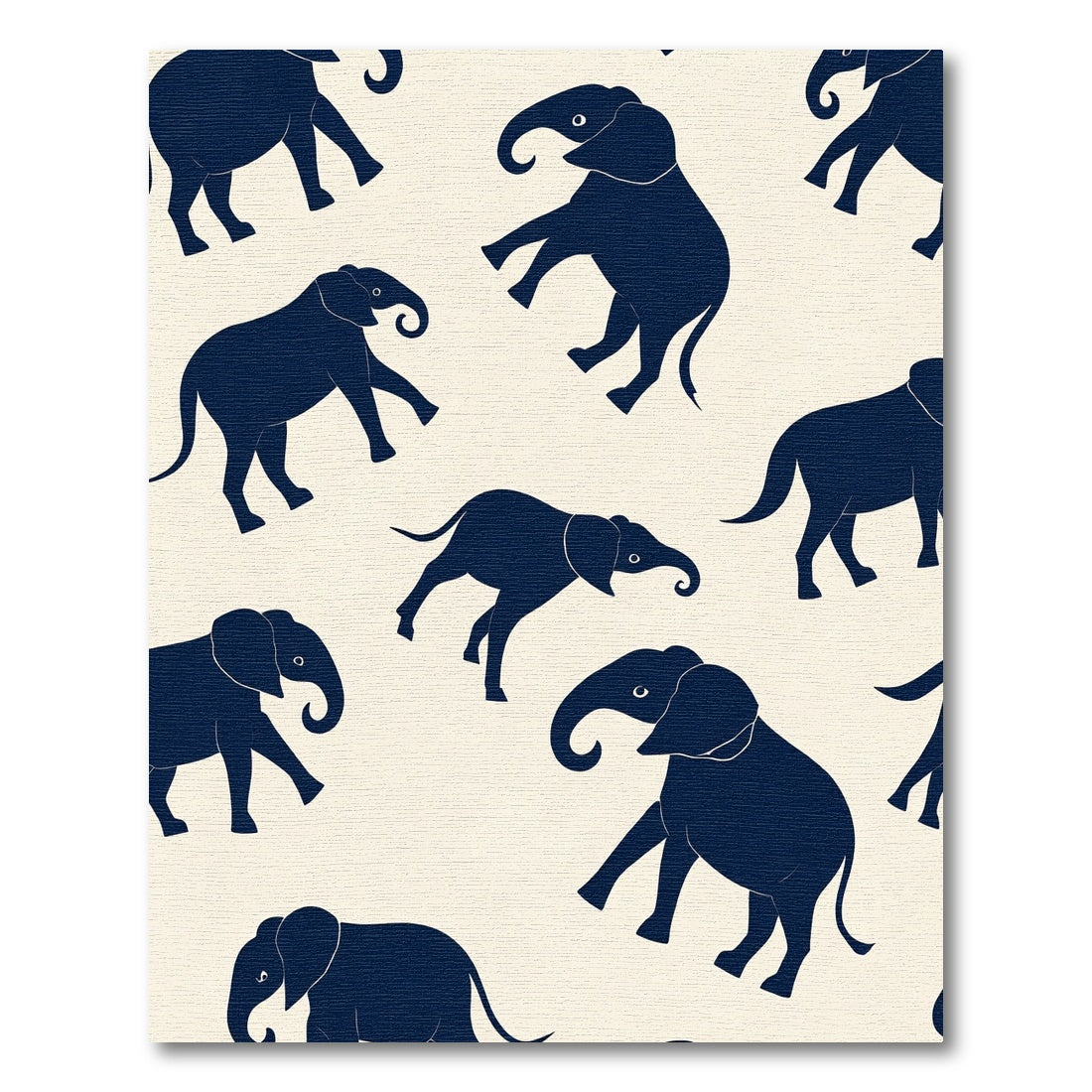 Navy Blue Elephant Silhouette Repeat Rug