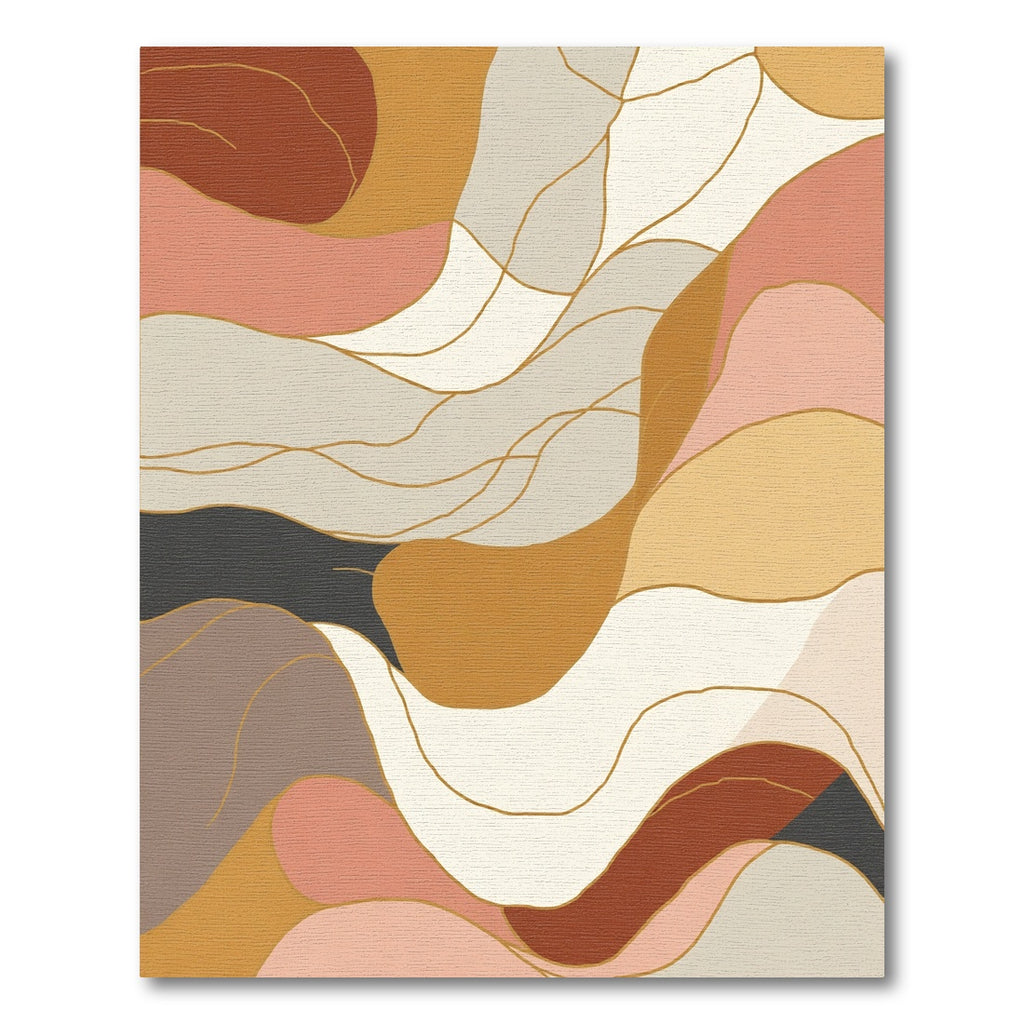 Abstract Terracotta Blush Wave Rug