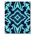 Navy Teal Abstract Diamond Ornament Rug