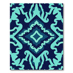 Navy Teal Abstract Diamond Ornament Rug