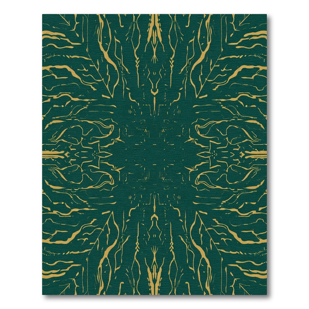 Emerald Gold Abstract Organic Lines Rug