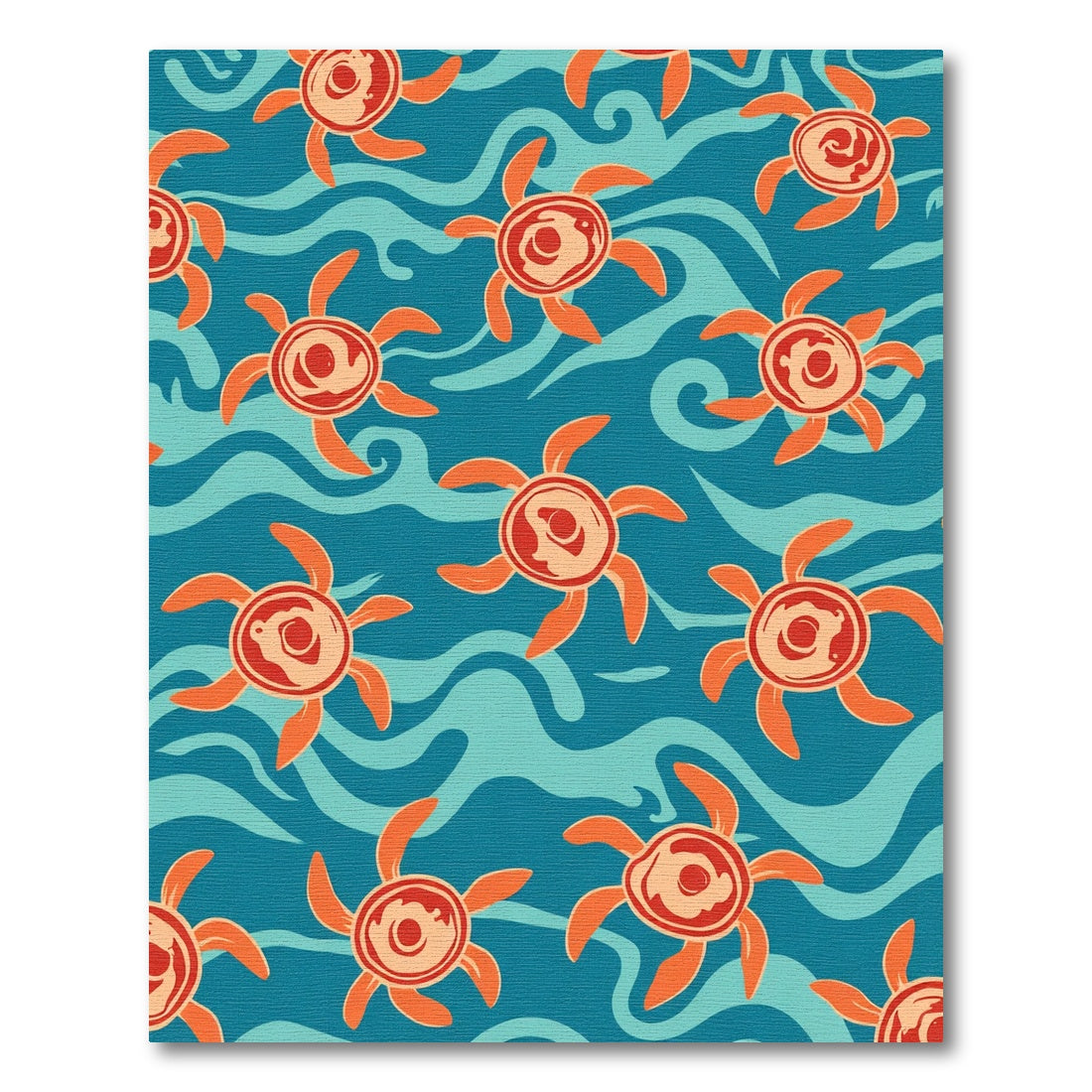 Abstract Orange Aquatic Creatures Rug