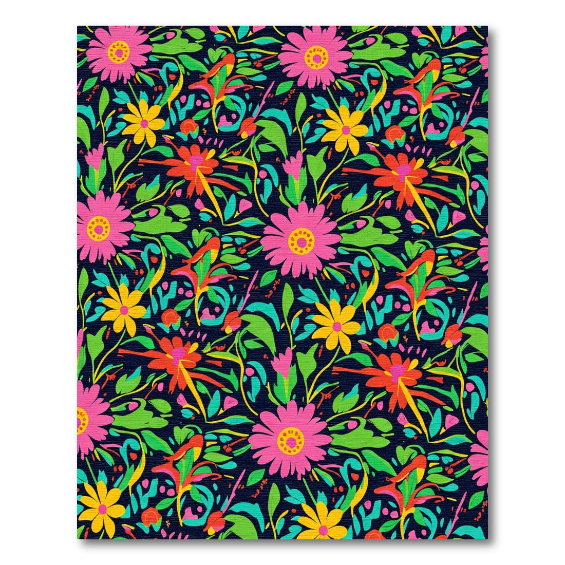 Vibrant Pink Yellow Floral Garden Rug