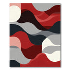 Crimson Black Gray Cream Abstract Waves Rug