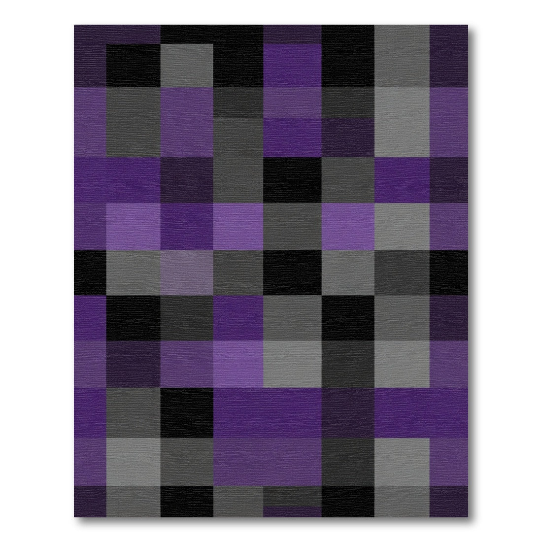 Modern Purple Gray Abstract Squares Rug