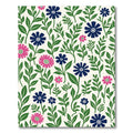 Pink Navy Blue Floral Foliage Rug