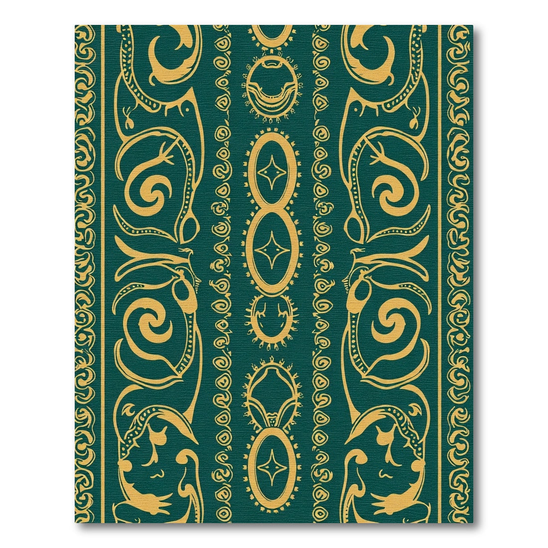 Emerald Gold Tribal Sun Oval Rug