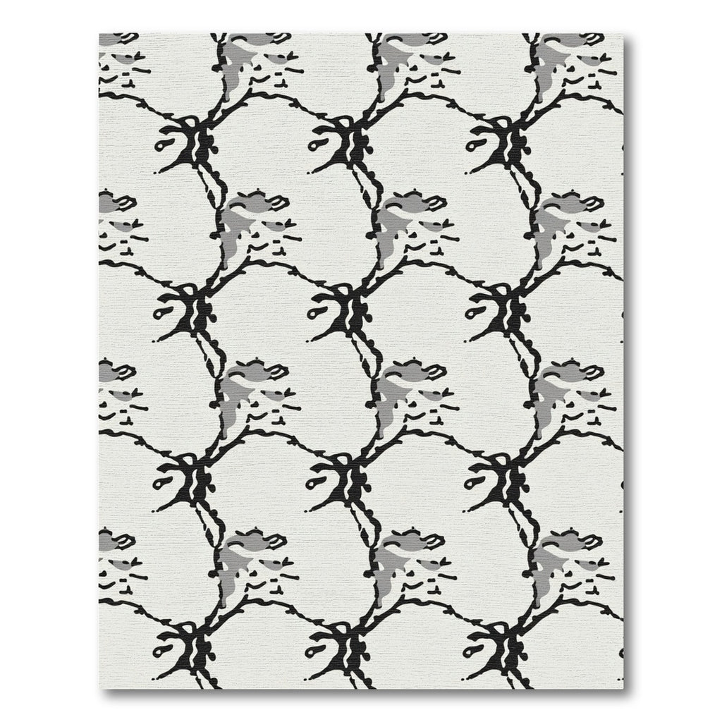 Monochromatic Abstract Floral Branch Rug