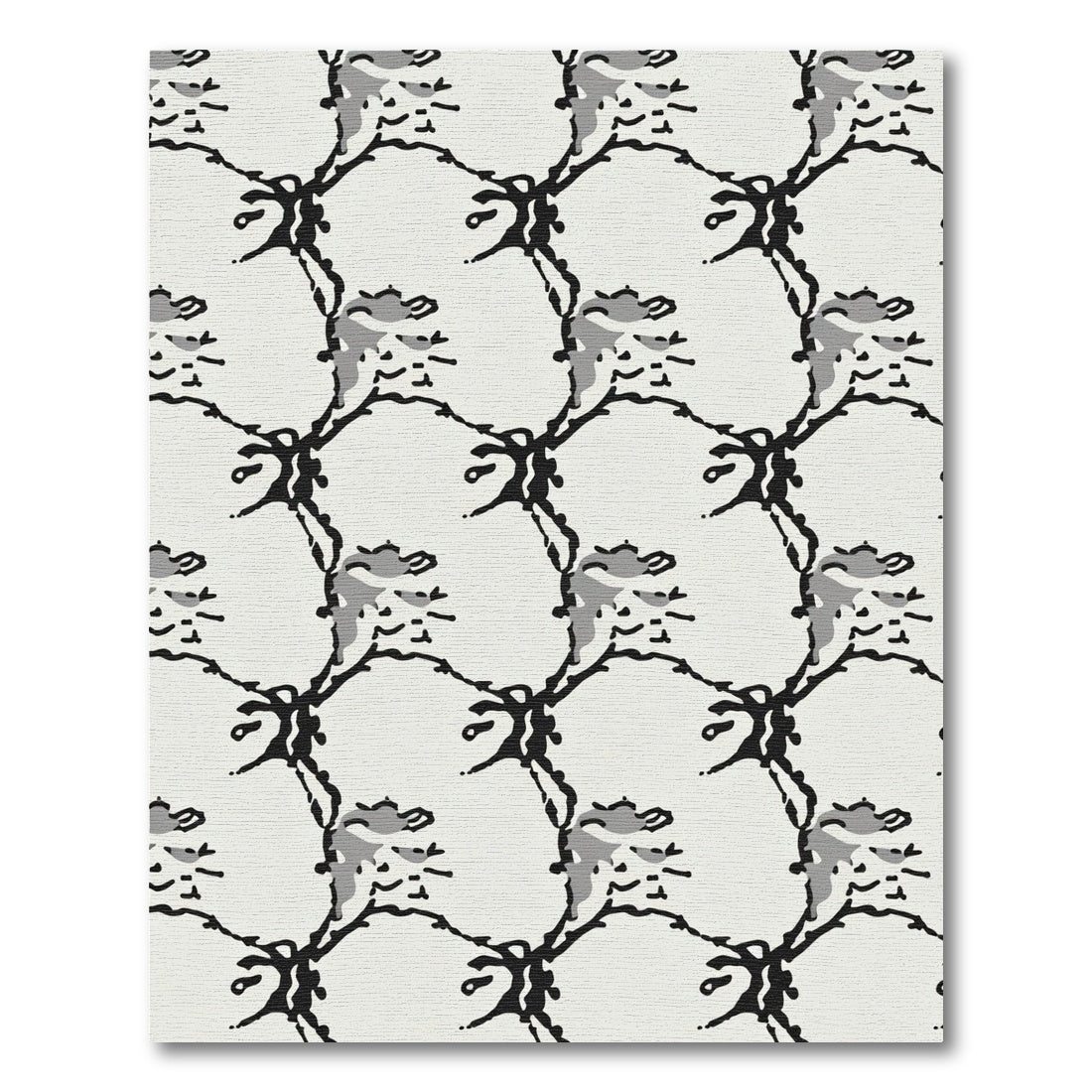 Monochromatic Abstract Floral Branch Rug