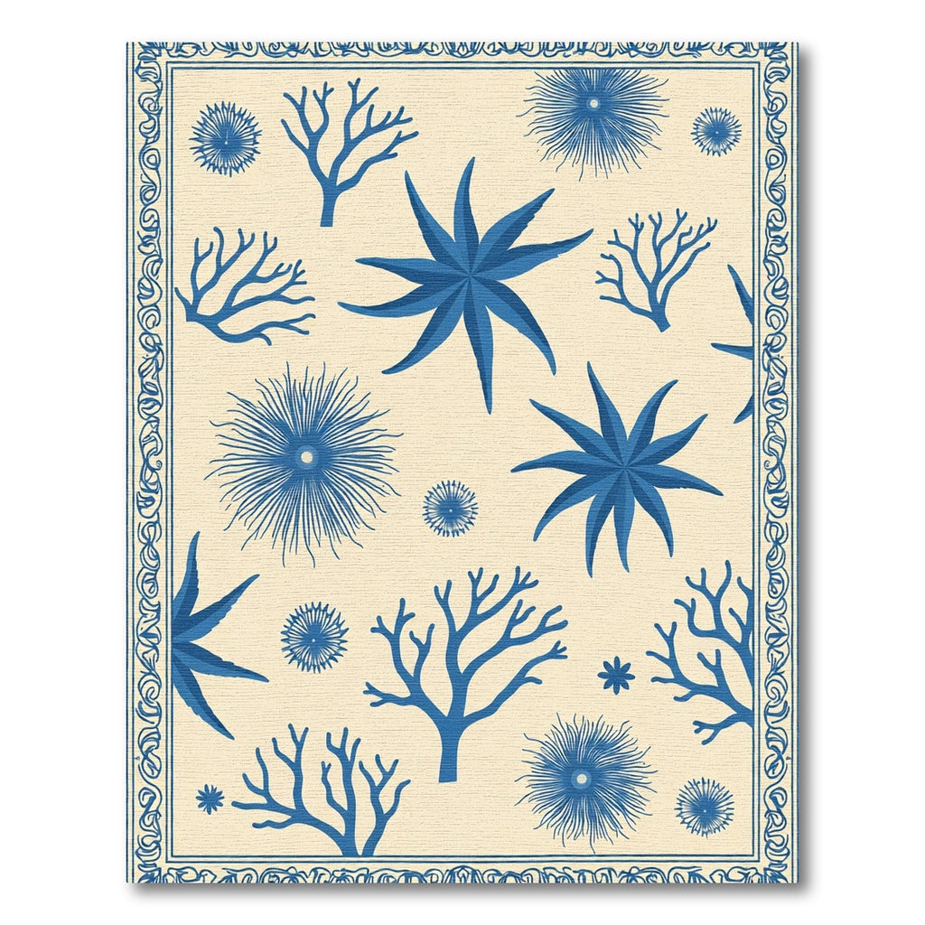 Blue Coral Starfish Aquatic Botanical Rug