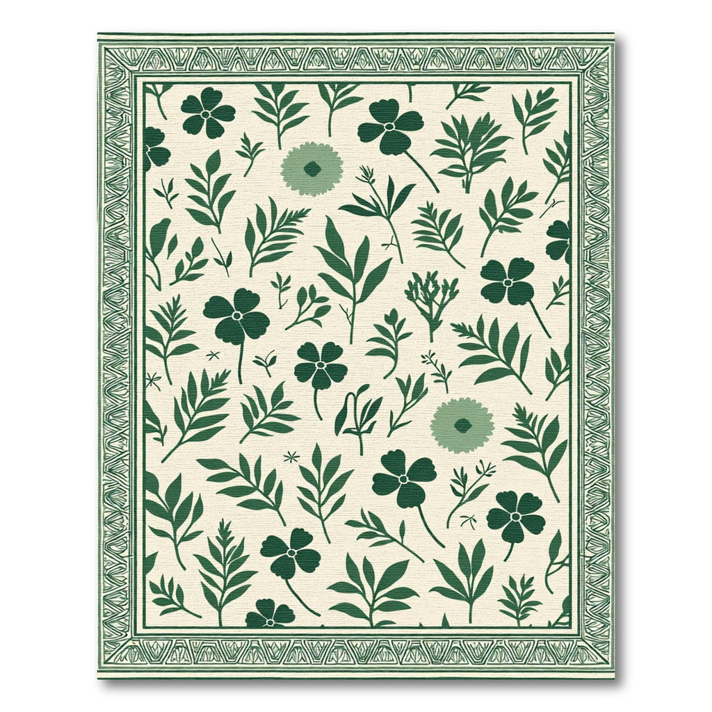 Botanical Garden Dark Green Floral Rug
