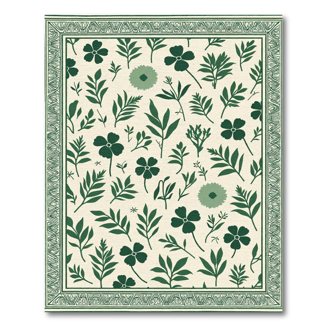 Botanical Garden Dark Green Floral Rug
