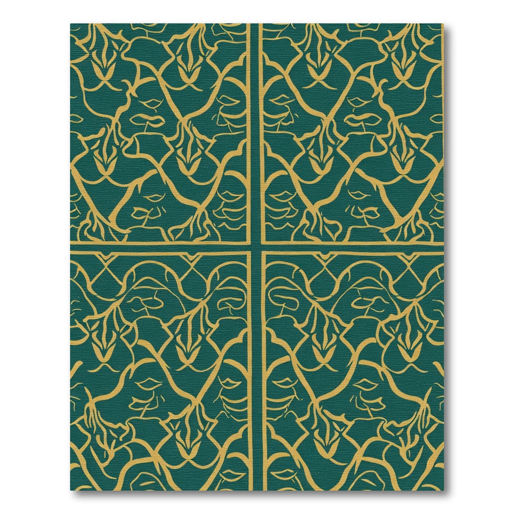 Emerald Gold Art Nouveau Vine Rug