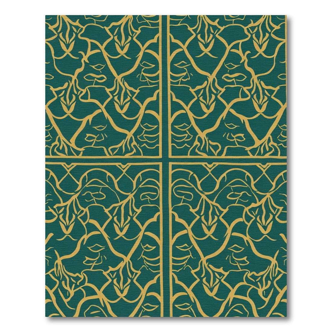 Emerald Gold Art Nouveau Vine Rug