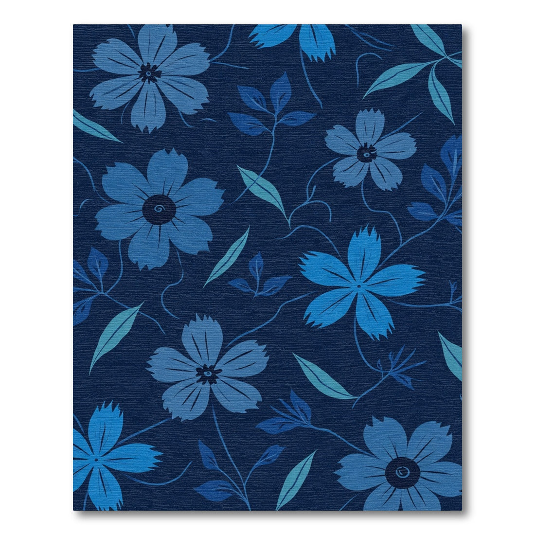 Classic Blue Floral Vine Arrangement Rug