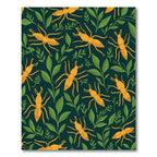 Golden Insect Green Leaf Whimsical Rug