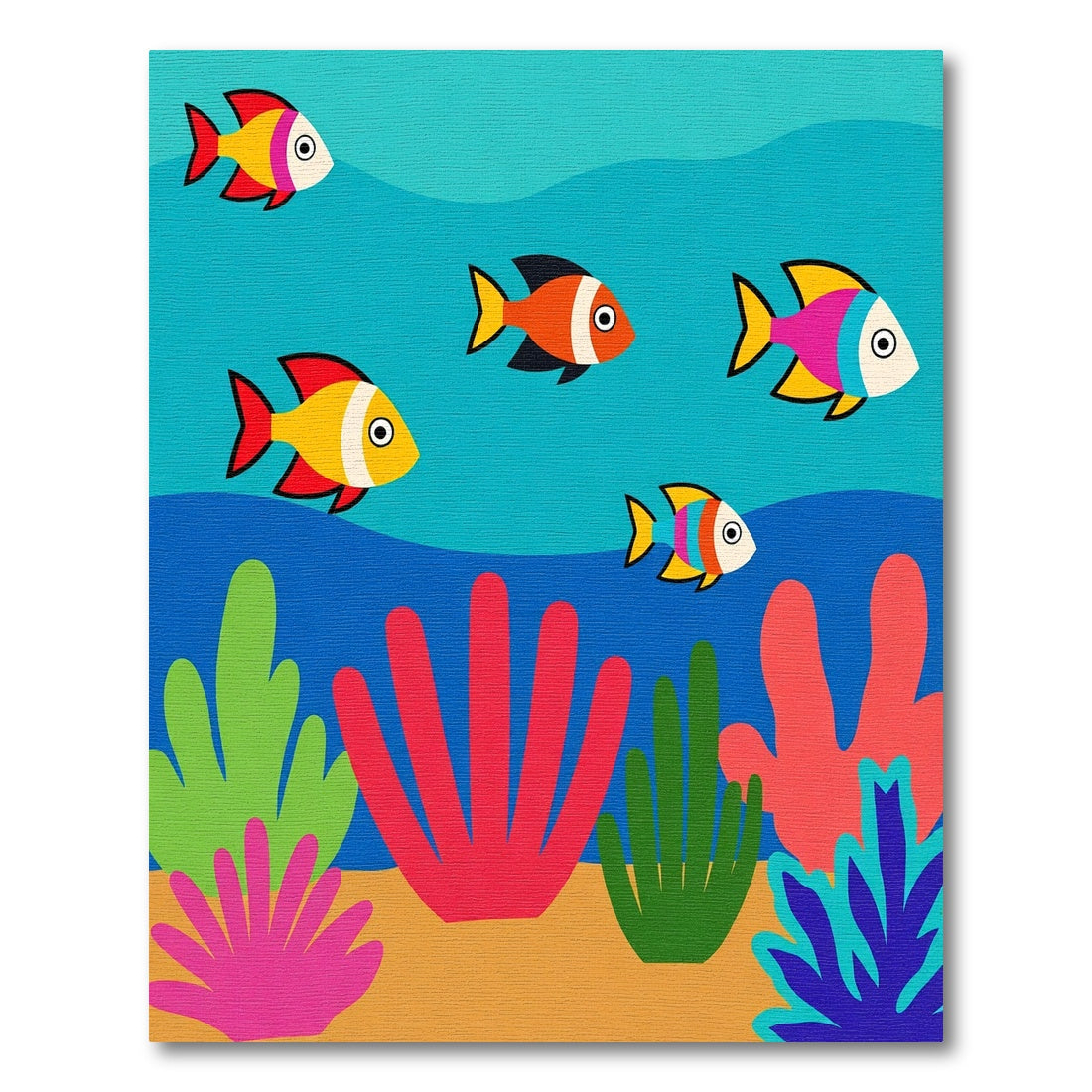 Colorful Underwater Coral Fish Scene Rug
