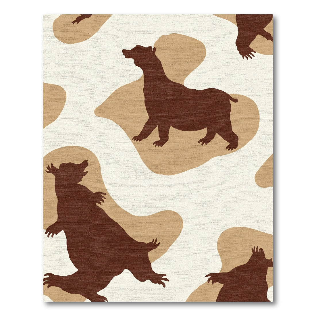 Brown Bear Silhouette Camouflage Contemporary Rug