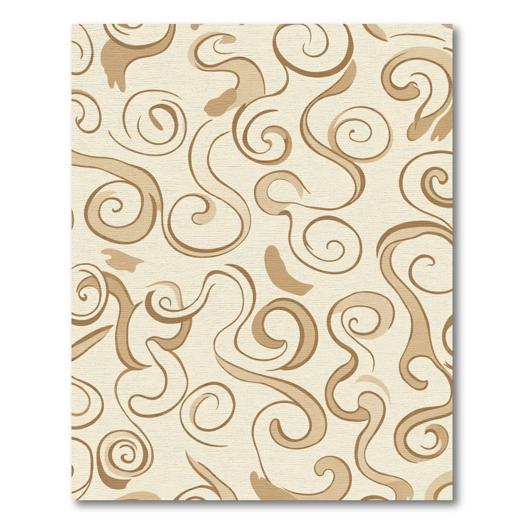 Earthy Cream Swirl Scroll Rug