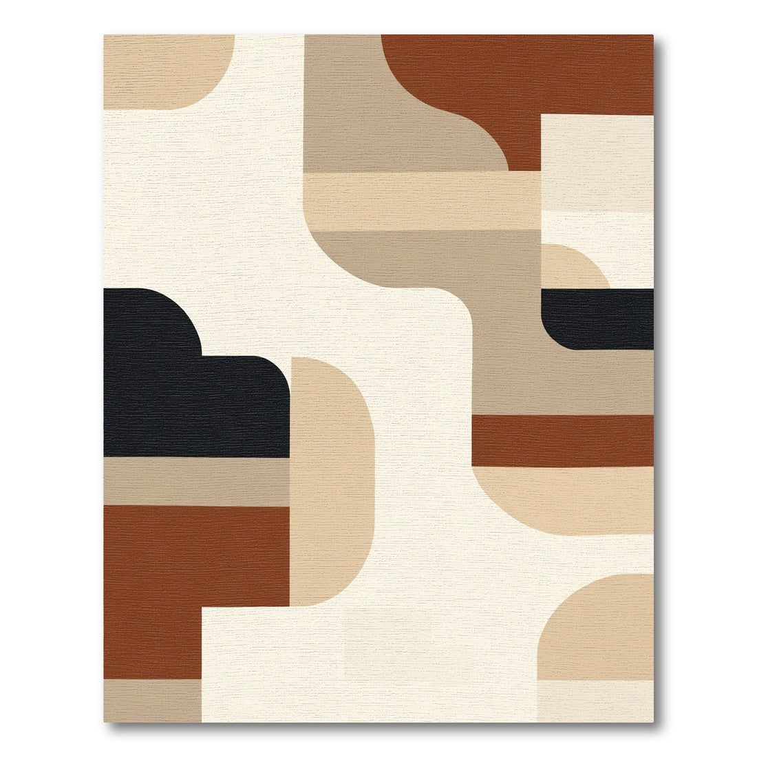 Abstract Terracotta Geometric Blocks Rug