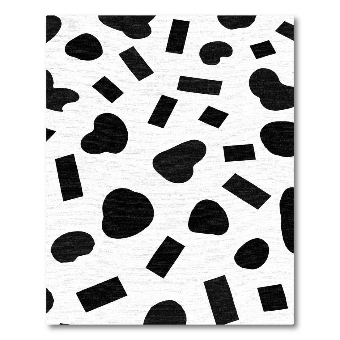 Black White Irregular Shapes Collage Rug