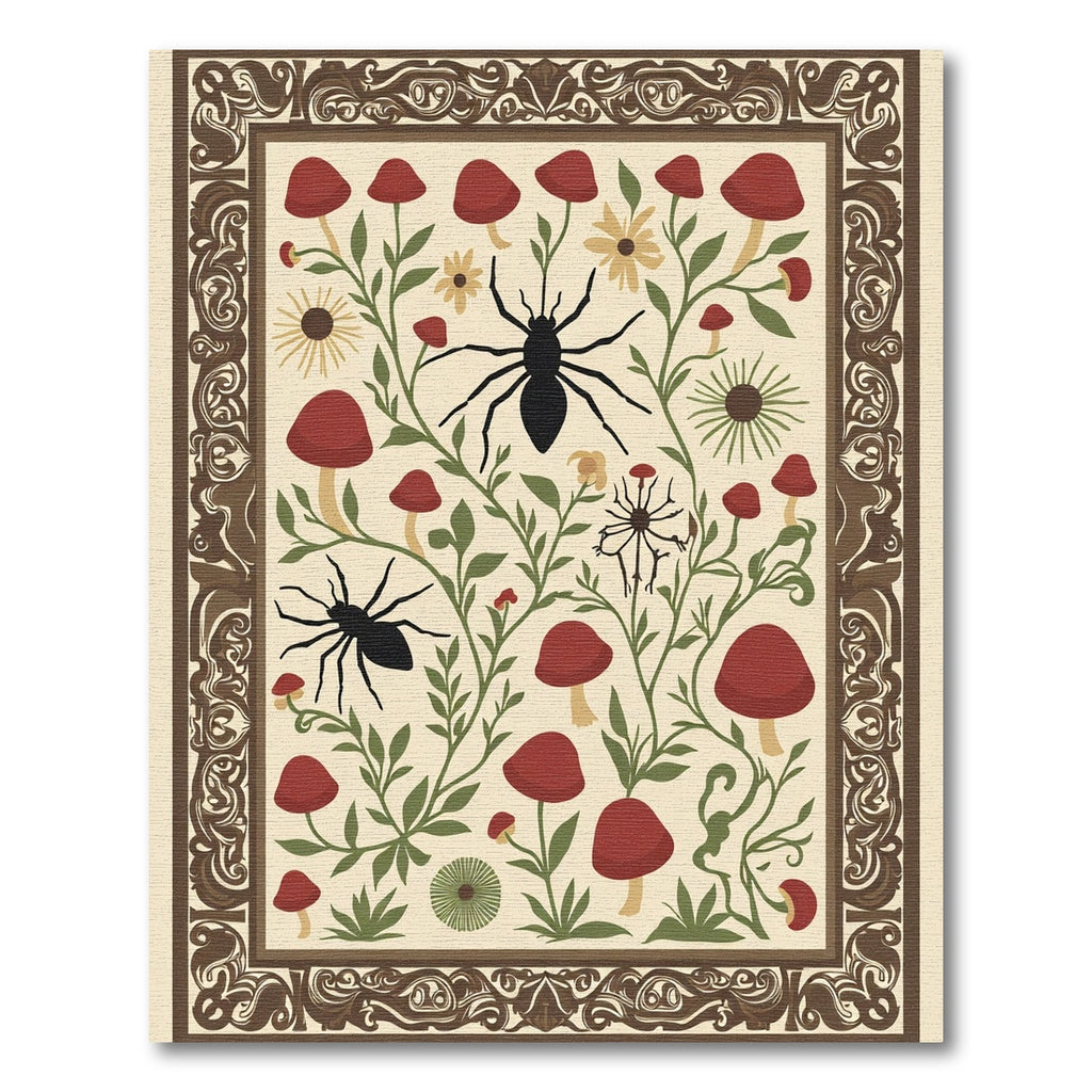 Forest Dweller Spider Mushroom Floral Rug