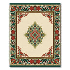 Crimson Green Floral Mandalas Rug