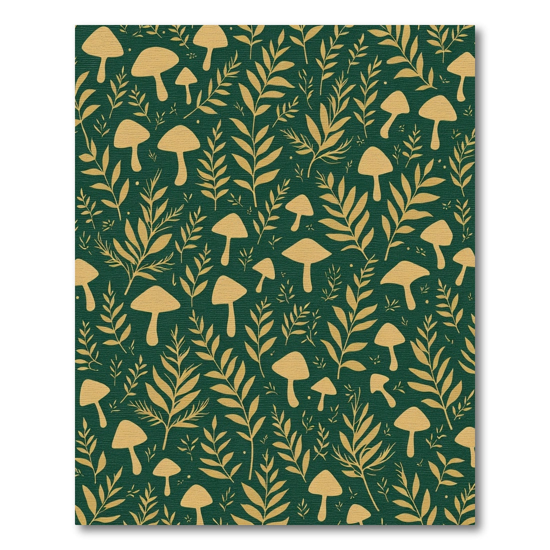 Golden Mushroom Fern Forest Harmony Rug