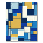 Blue Yellow Abstract Geometric Blocks Rug
